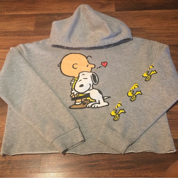 Peanuts Sweaters Peanuts Charlie Brown Crop Top Sweat Hoodie Poshmark